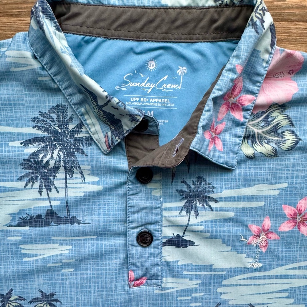 Sunday Crew Sun Block UPF 50+ Hawaiian Polo M